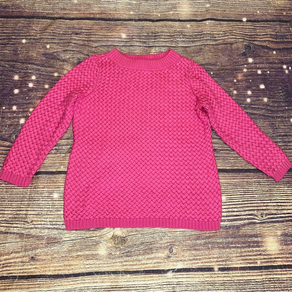 Talbots vibrant pink textured crewneck sweater with 3/4 sleeves. Large. VGUC.